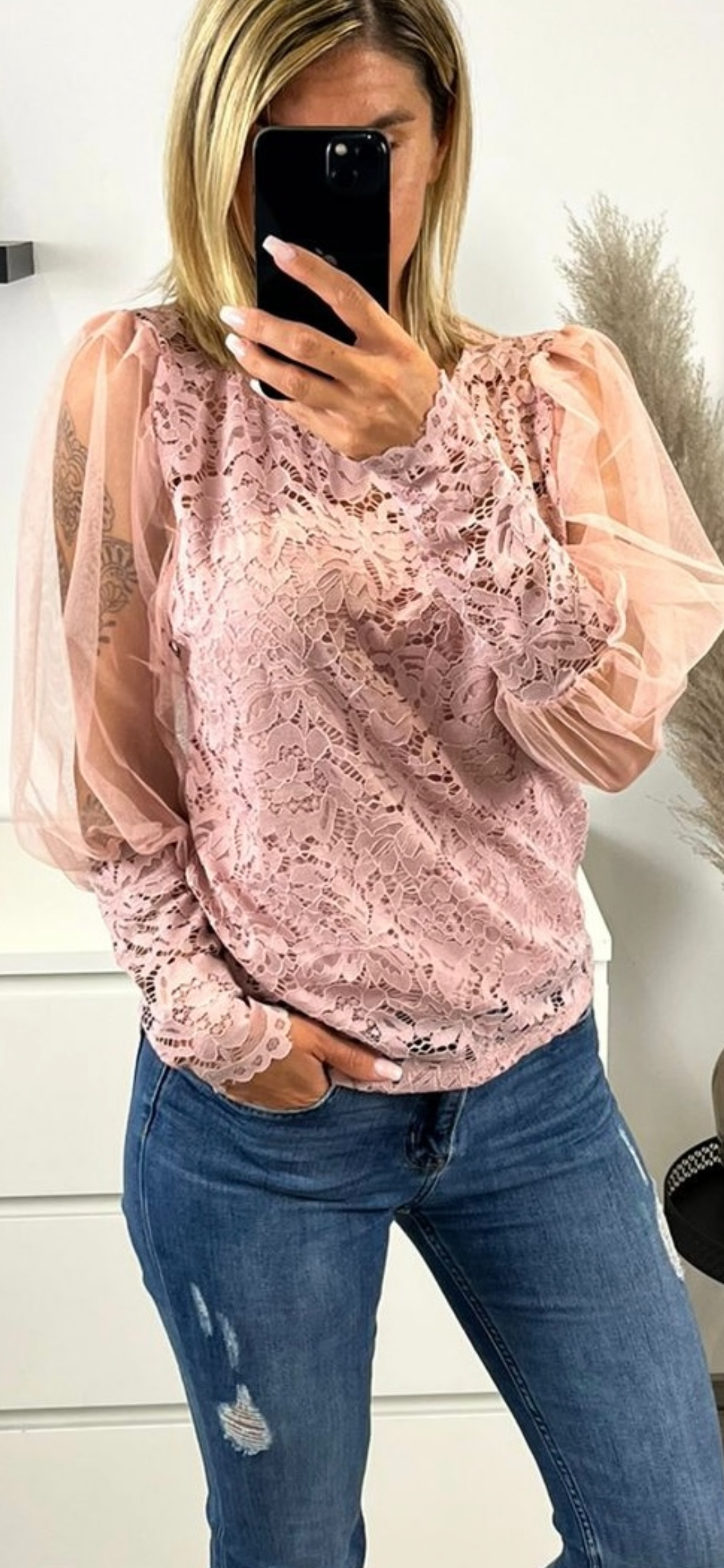 Bluse Ärmel transparent rosé