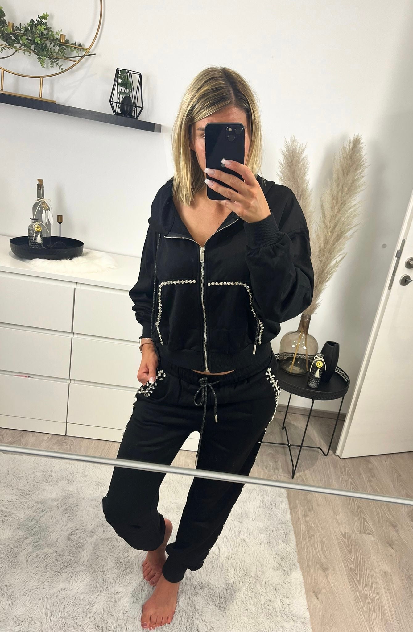 Freizeitanzug strass schwarz
