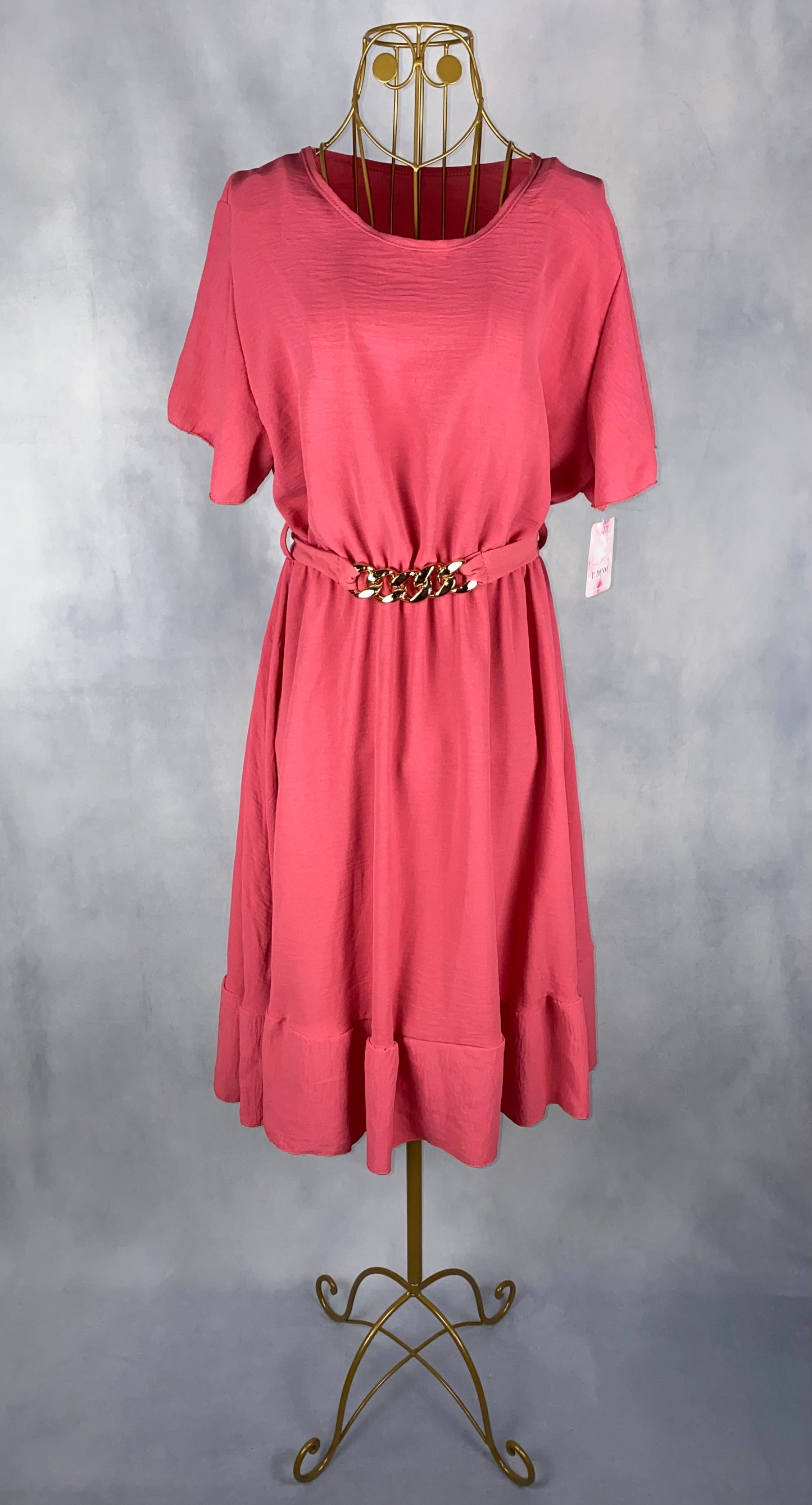 Kleid mit Gürtel rosa