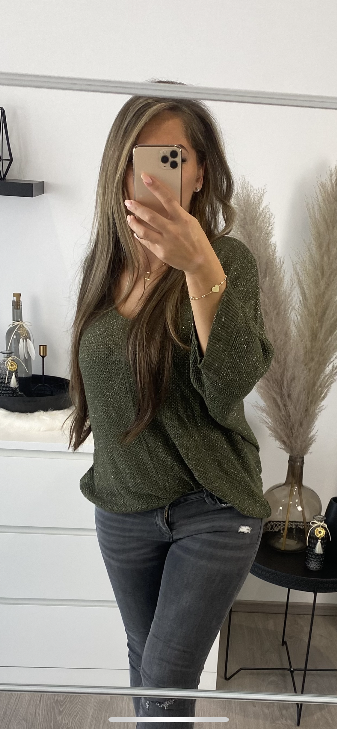 Pullover grün glitzer