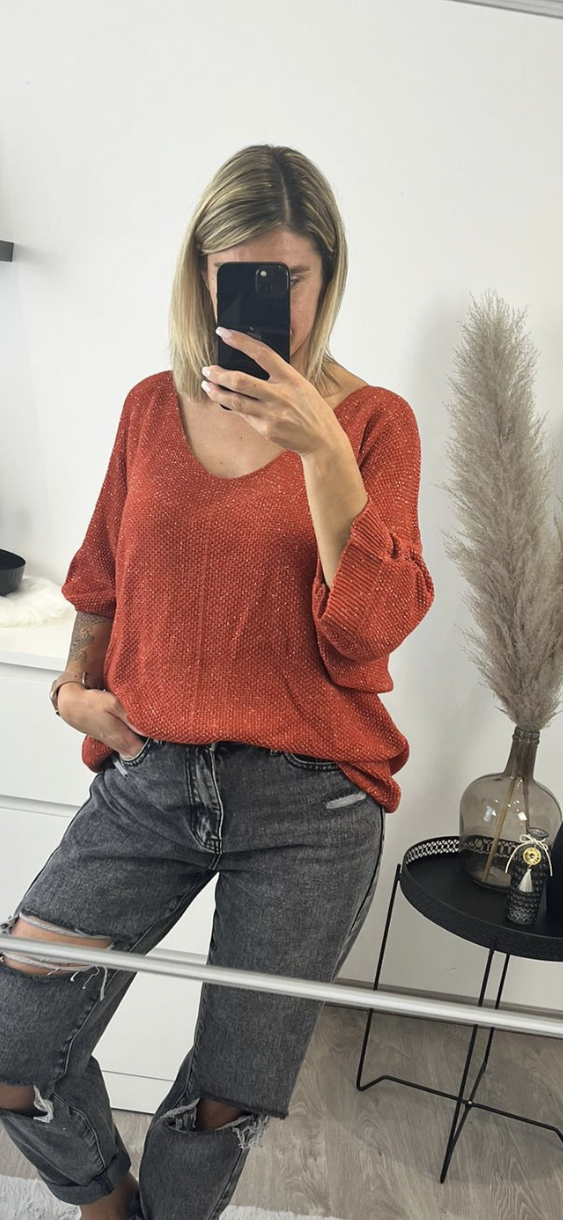Pullover rostrot glitzer