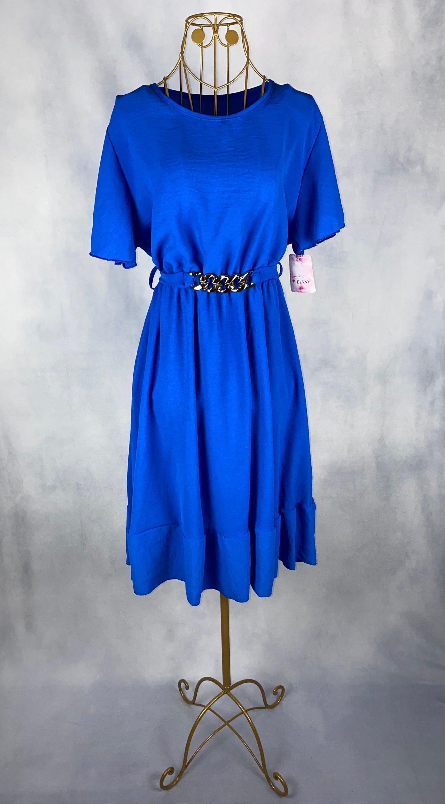 Kleid mit Gürtel blau