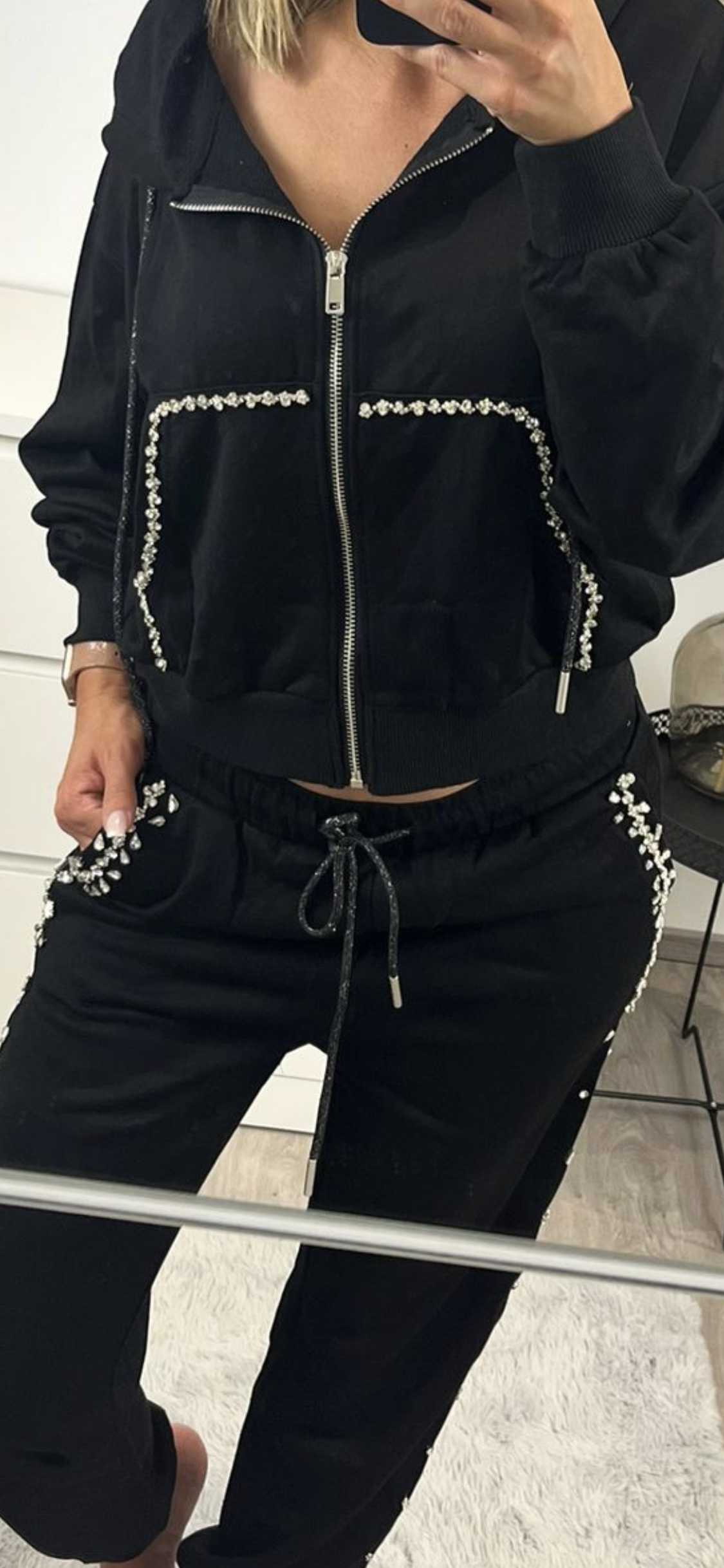 Freizeitanzug strass schwarz