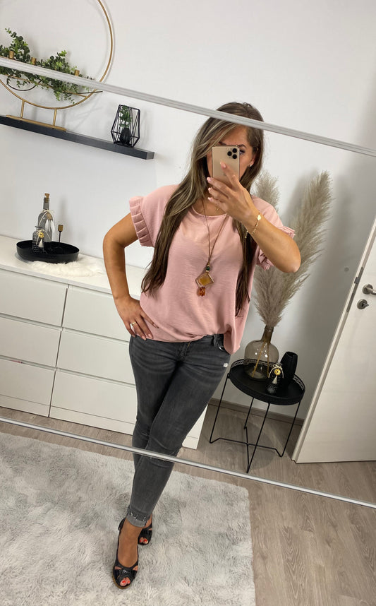 Blusenshirt mit Kette rosé