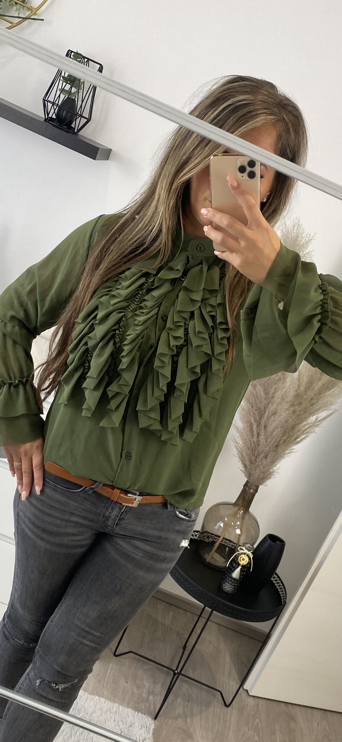 Bluse volant grün