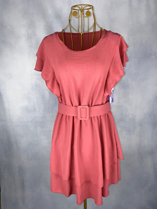 Kleid mit Gürtel rosa