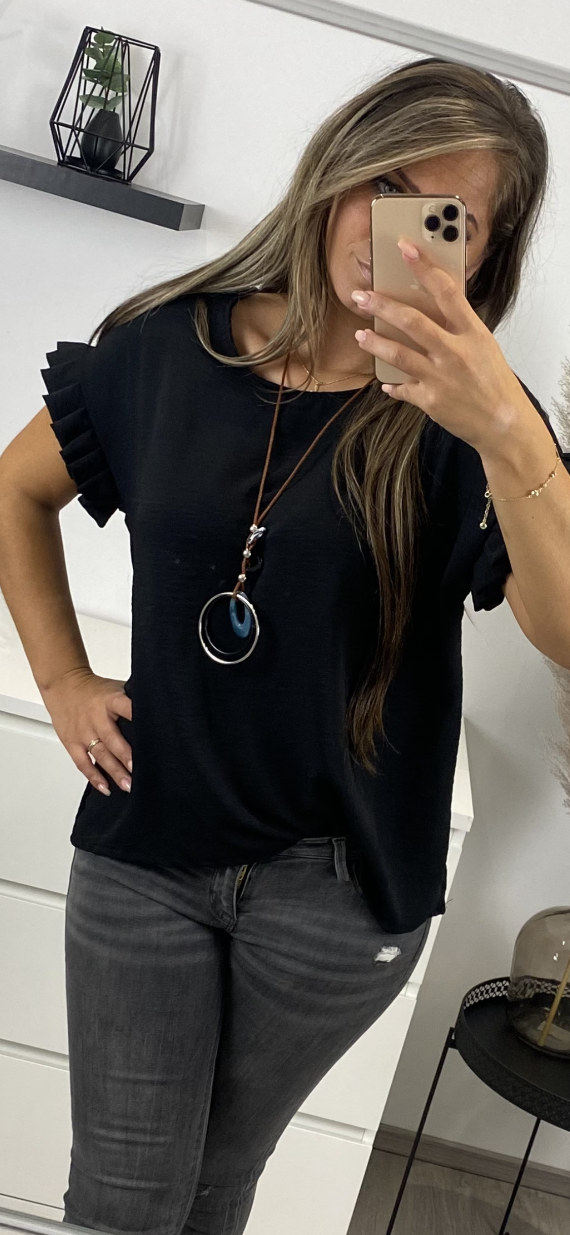 Blusenshirt mit Kette schwarz