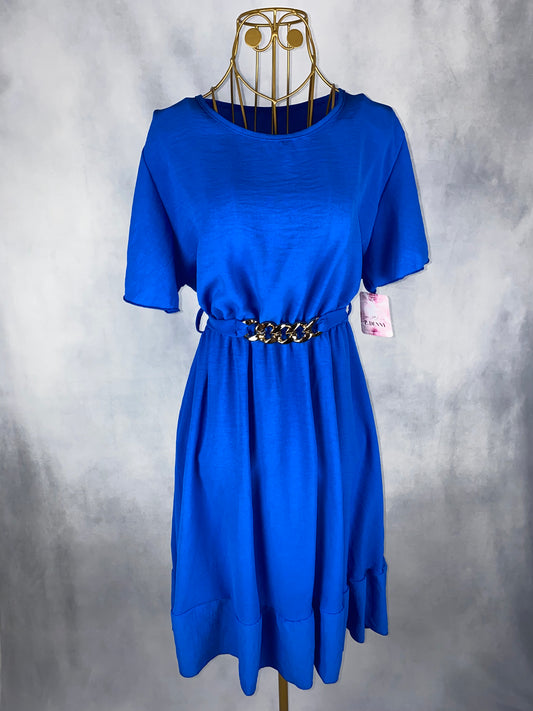 Kleid mit Gürtel blau