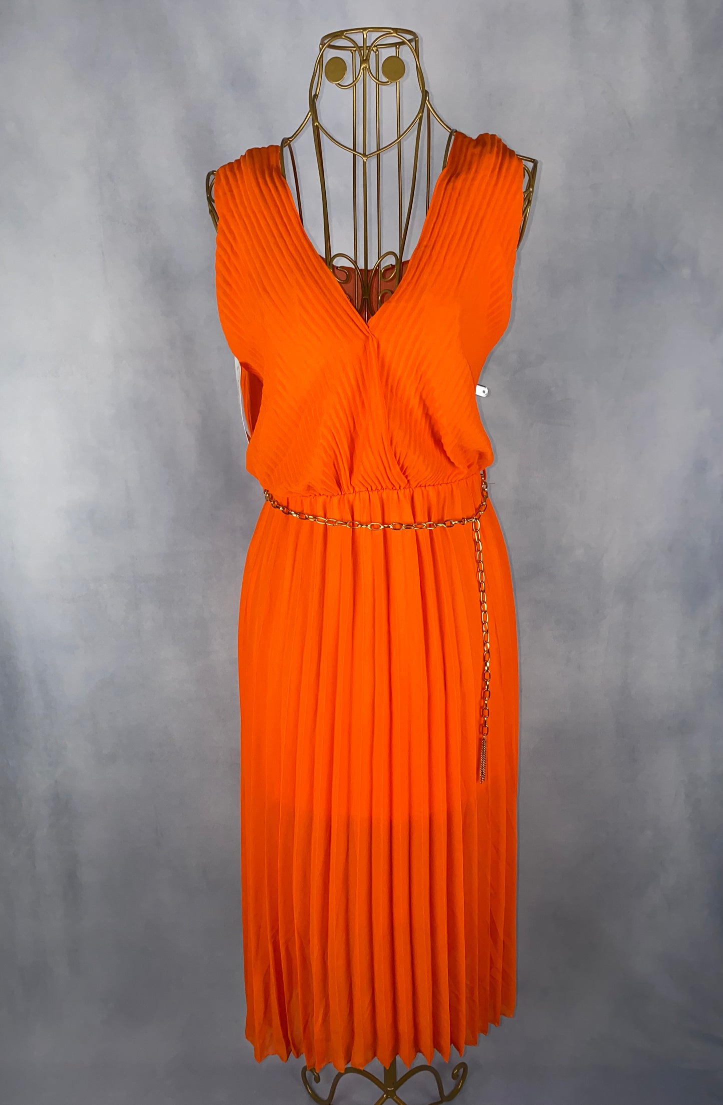 Plisseekleid mit Kette orange