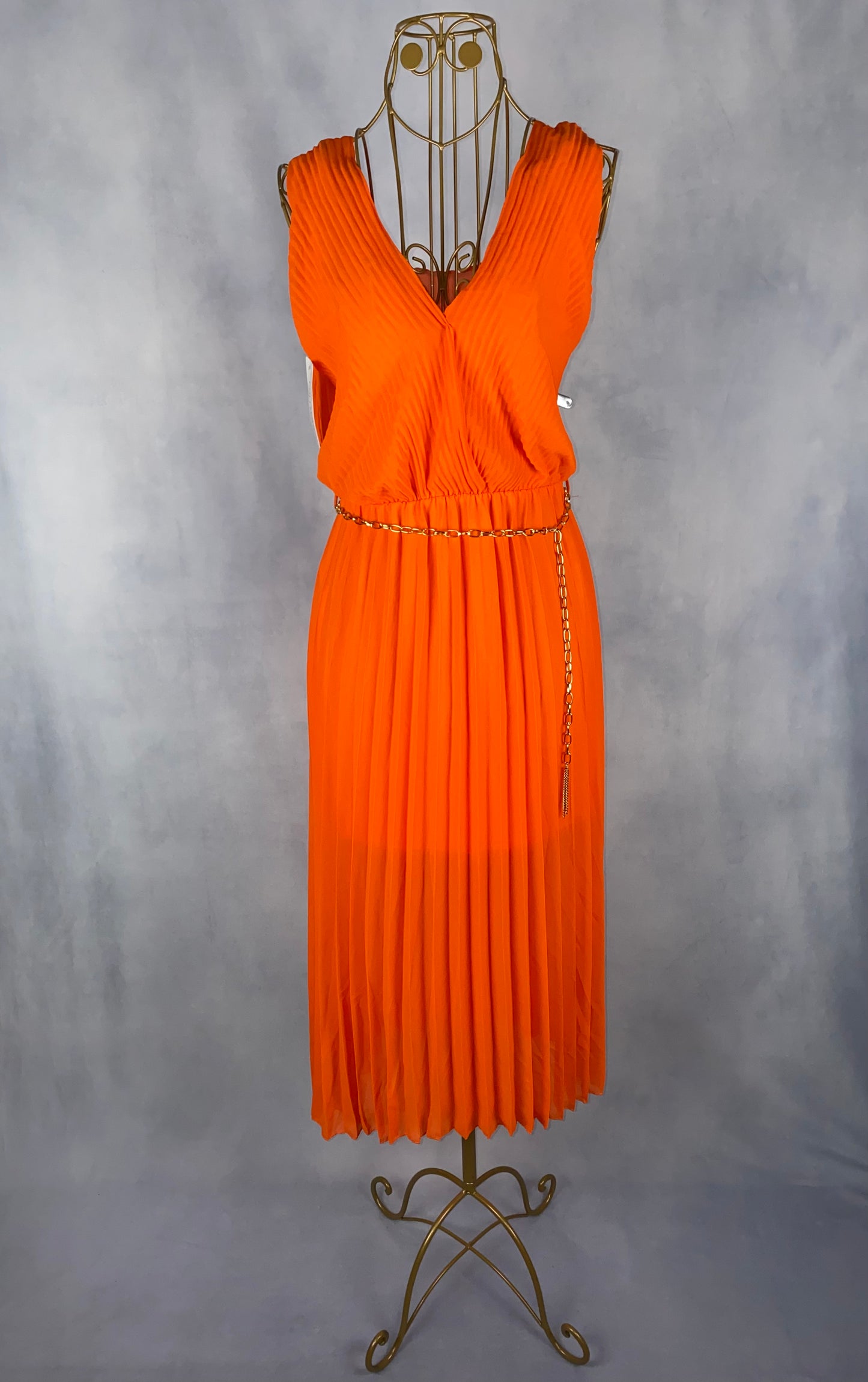 Plisseekleid mit Kette orange