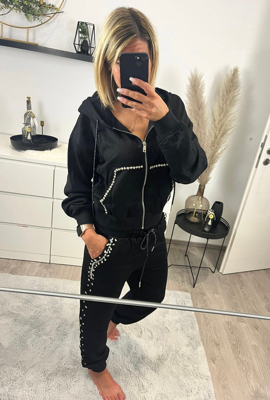 Freizeitanzug strass schwarz