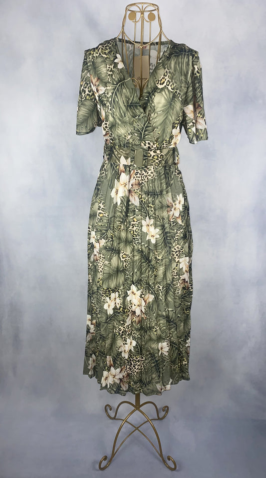 Plisseekleid lang leo mit Gürtel